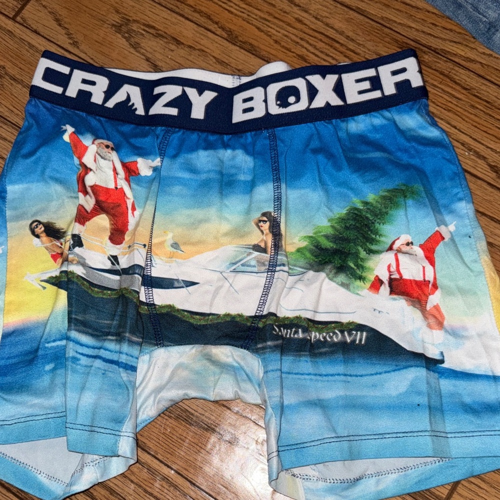 Crazy Boxer Blue Santa Print Men's Boxers